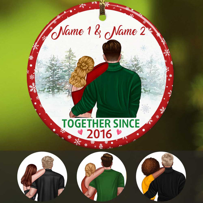 Personalized Couple Christmas Together Since Circle Ornament NB42 87O34 1