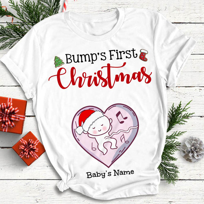 Personalized Baby Bump Christmas T Shirt NB41 81O47 1
