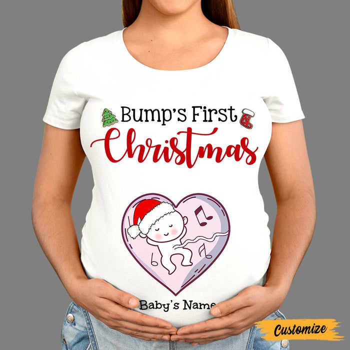 Personalized Baby Bump Christmas T Shirt NB41 81O47 1