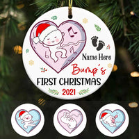 Personalized Baby Bump Christmas Mom Circle Ornament NB42 81O47 thumb 1