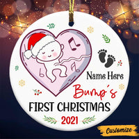 Personalized Baby Bump Christmas Mom Circle Ornament NB42 81O47 thumb 1