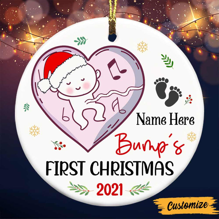 Personalized Baby Bump Christmas Mom Circle Ornament NB42 81O47 1