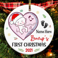 Personalized Baby Bump Christmas Mom Circle Ornament NB42 81O47 thumb 1