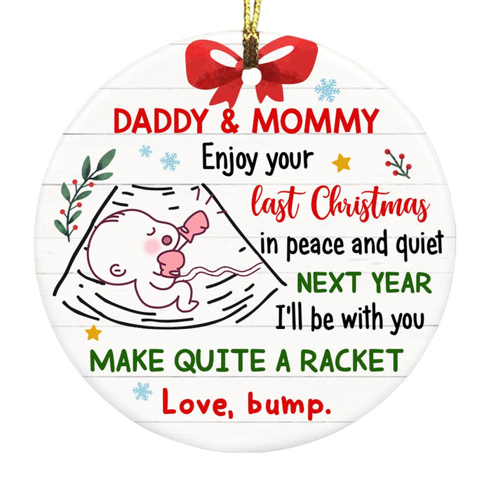 Personalized Baby Bump Christmas Circle Ornament NB54 30O58 1