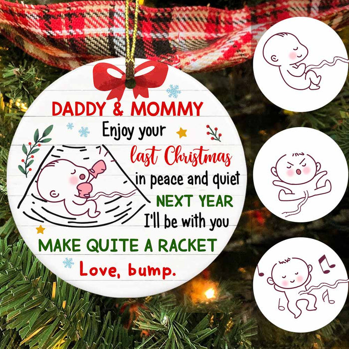 Personalized Baby Bump Christmas Circle Ornament NB54 30O58 1