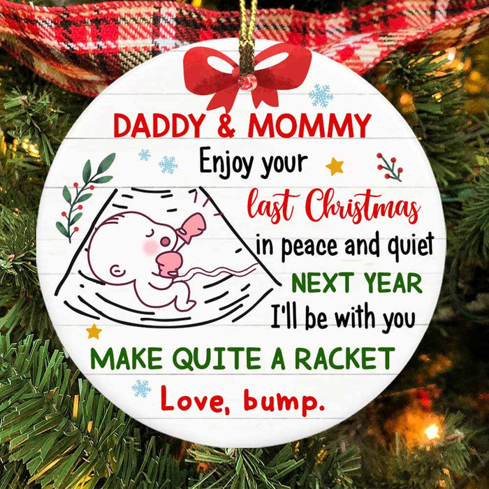 Personalized Baby Bump Christmas Circle Ornament NB54 30O58 1