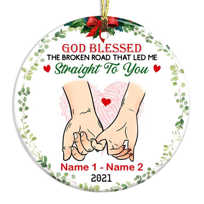 Personalized Couple Husband Wife God Blessed Circle Ornament NB43 81O47 1