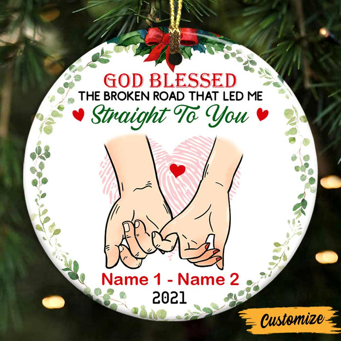 Personalized Couple Husband Wife God Blessed Circle Ornament NB43 81O47 1