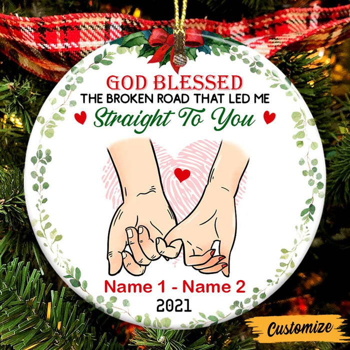 Personalized Couple Husband Wife God Blessed Circle Ornament NB43 81O47 1