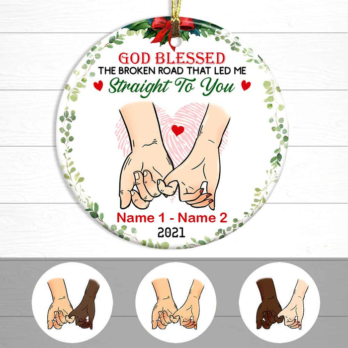 Personalized Couple Husband Wife God Blessed Circle Ornament NB43 81O47 1