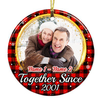 Personalized Couple Photo Christmas Together Since Circle Ornament NB42 87O53 thumb 1