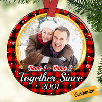 Personalized Couple Photo Christmas Together Since Circle Ornament NB42 87O53 thumb 1