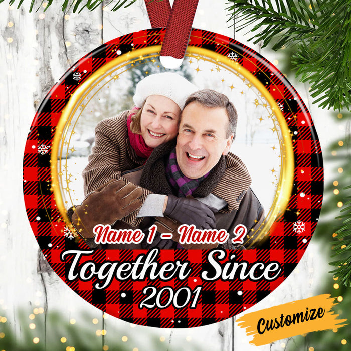 Personalized Couple Photo Christmas Together Since Circle Ornament NB42 87O53 1