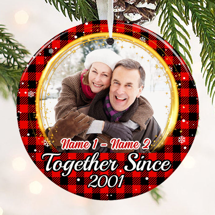 Personalized Couple Photo Christmas Together Since Circle Ornament NB42 87O53 1