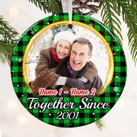 Personalized Couple Photo Christmas Together Since Circle Ornament NB42 87O53 thumb 1