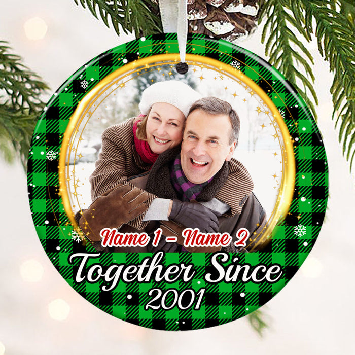Personalized Couple Photo Christmas Together Since Circle Ornament NB42 87O53 1