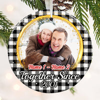 Personalized Couple Photo Christmas Together Since Circle Ornament NB42 87O53 thumb 1