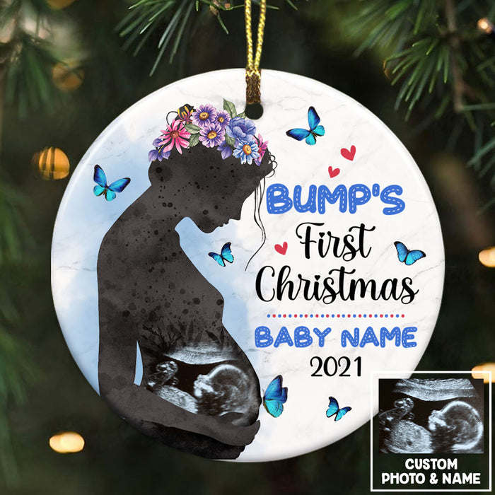 Personalized Baby Ultrasound Christmas Circle Ornament NB42 95O36 1