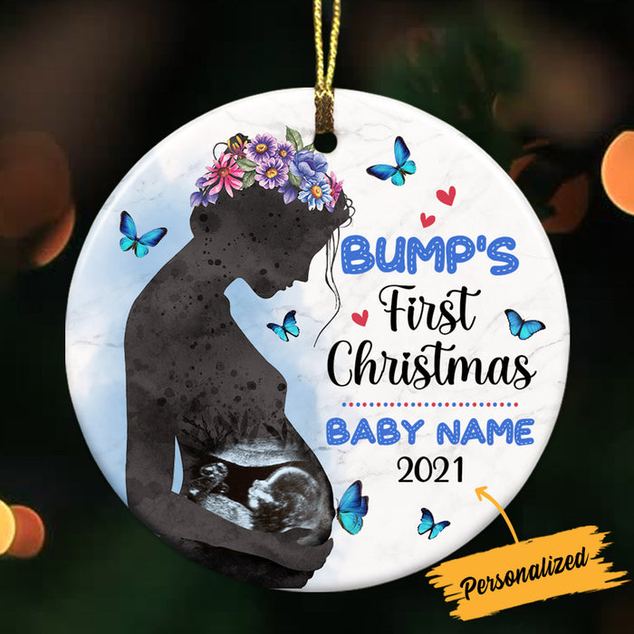 Personalized Baby Ultrasound Christmas Circle Ornament NB42 95O36 1