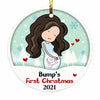 Personalized Baby Bump's First Christmas Circle Ornament NB84 30O58 thumb 1