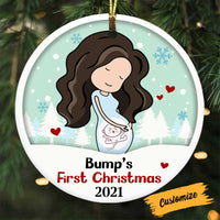 Personalized Baby Bump's First Christmas Circle Ornament NB84 30O58 thumb 1