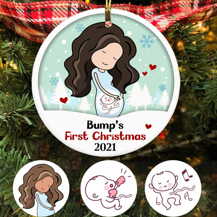 Personalized Baby Bump's First Christmas Circle Ornament NB84 30O58 1