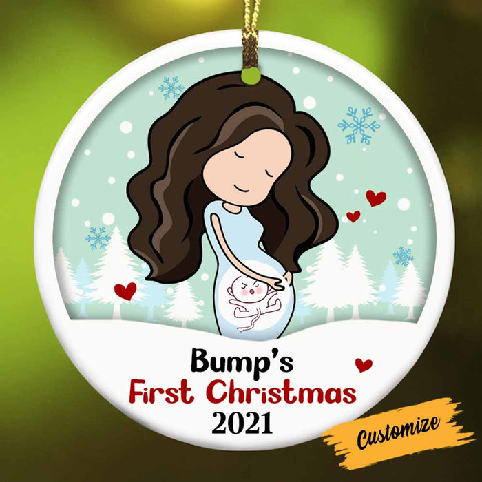 Personalized Baby Bump's First Christmas Circle Ornament NB84 30O58 1