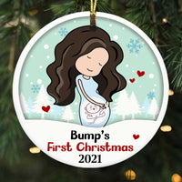 Personalized Baby Bump's First Christmas Circle Ornament NB84 30O58 thumb 1