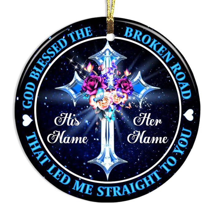 Personalized Couple Husband Wife God Blessed Circle Ornament NB51 81O47 1