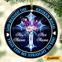 Personalized Couple Husband Wife God Blessed Circle Ornament NB51 81O47 thumb 1