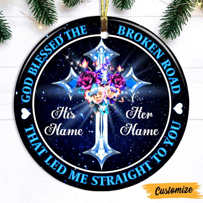 Personalized Couple Husband Wife God Blessed Circle Ornament NB51 81O47 1