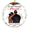 Personalized Couple Christmas Engaged Married Circle Ornament NB44 81O47 1