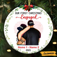 Personalized Couple Christmas Engaged Married Circle Ornament NB44 81O47 thumb 1