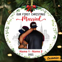 Personalized Couple Christmas Engaged Married Circle Ornament NB44 81O47 thumb 1
