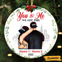 Personalized Couple Christmas Engaged Married Circle Ornament NB44 81O47 thumb 1