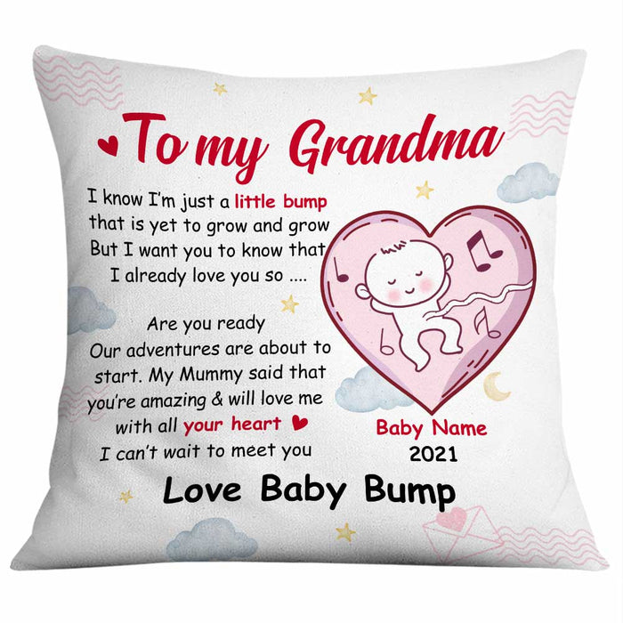 Personalized Baby Bump To Grandma Christmas Pillow NB52 23O34 1