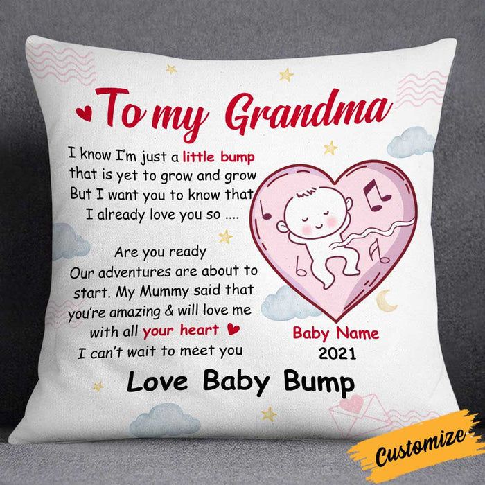 Personalized Baby Bump To Grandma Christmas Pillow NB52 23O34 1