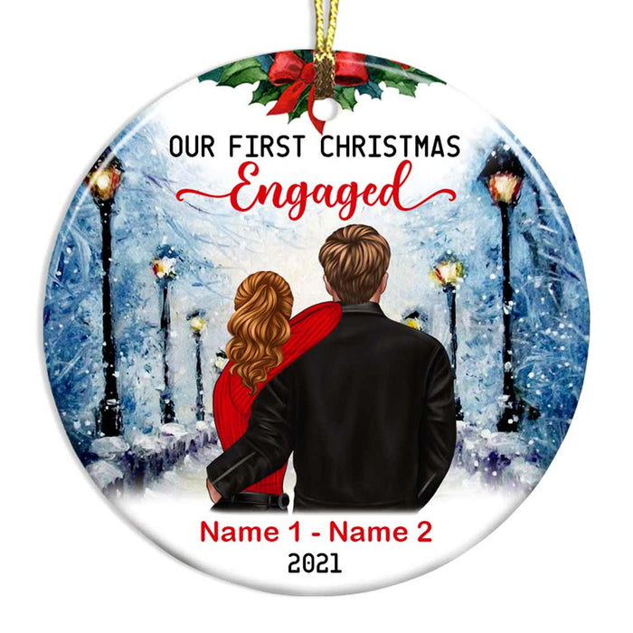 Personalized Couple Christmas ngaged Married Circle Ornament NB45 81O47 1
