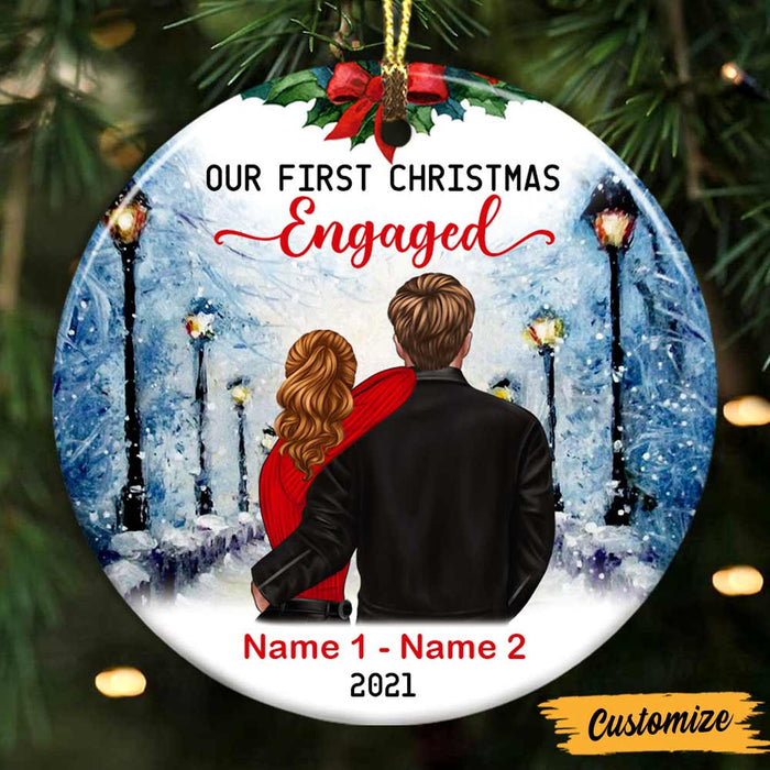 Personalized Couple Christmas ngaged Married Circle Ornament NB45 81O47 1