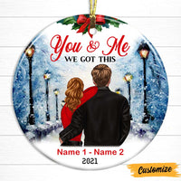 Personalized Couple Christmas ngaged Married Circle Ornament NB45 81O47 thumb 1