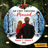 Personalized Couple Christmas ngaged Married Circle Ornament NB45 81O47 thumb 1