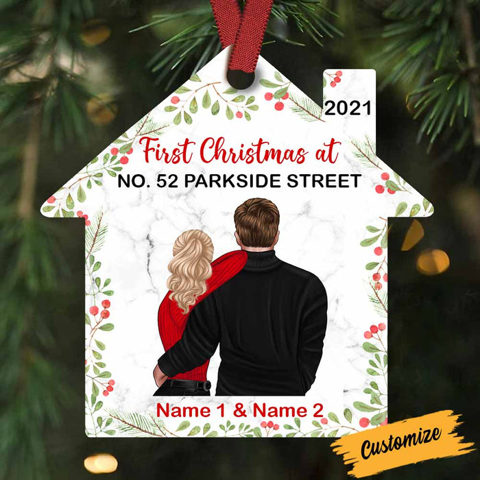 Personalized Couple First Christmas House Ornament NB43 30O58 1
