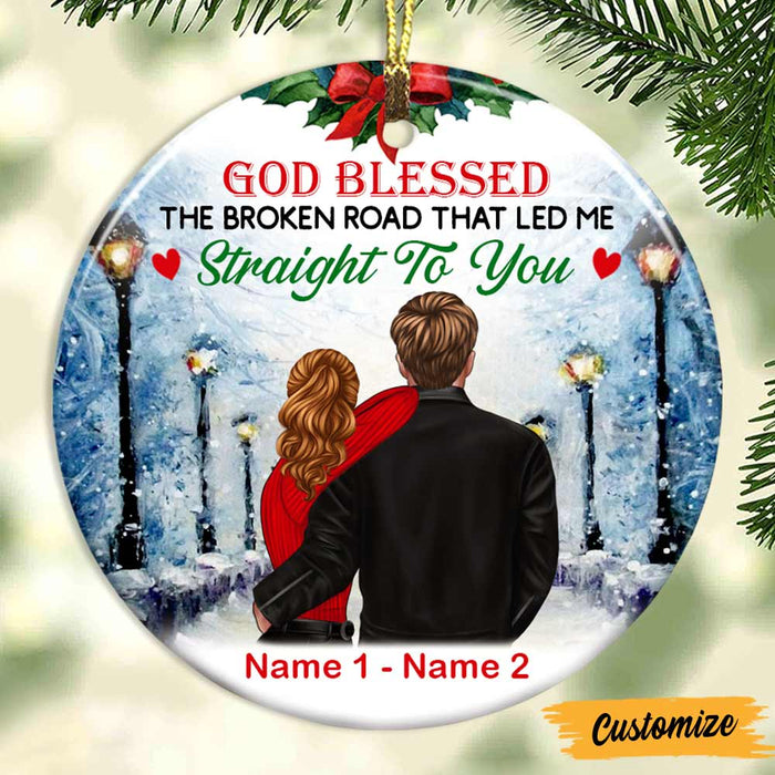 Personalized Couple Husband Wife God Blessed Circle Ornament NB48 81O47 1