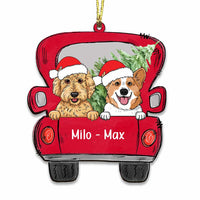 Personalized Dog Christmas Red Truck Ornament NB410 81O34 thumb 1