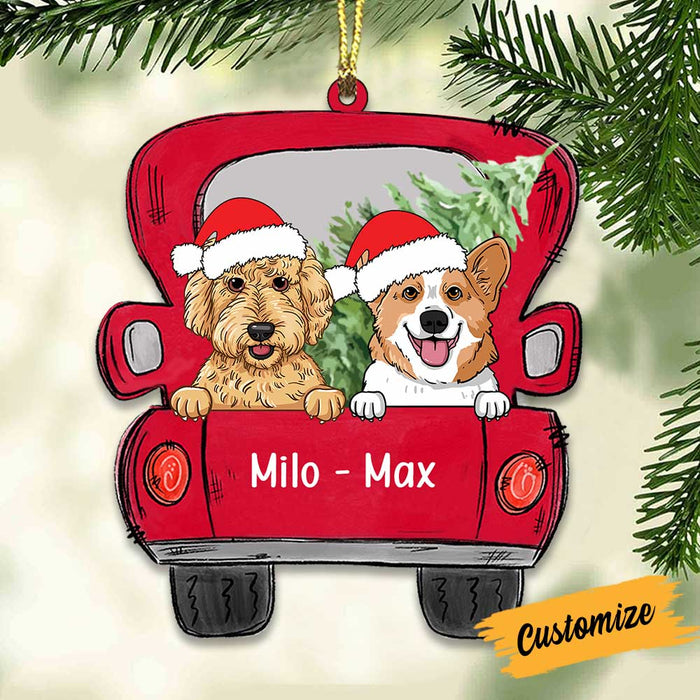 Personalized Dog Christmas Red Truck Ornament NB410 81O34 1