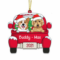 Personalized Dog Christmas Red Car Ornament NB49 81O34 thumb 1