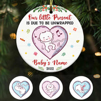 Personalized Baby Grandma Grandpa Family Circle Ornament NB53 26O47 thumb 1