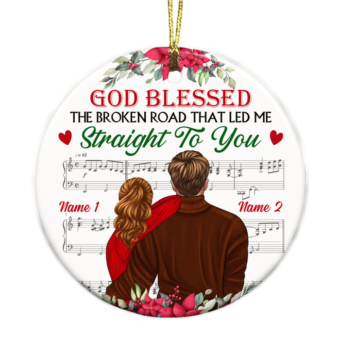 Personalized Couple Bless The Broken Road Circle Ornament NB52 26O36 1
