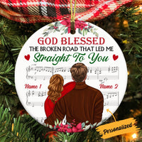 Personalized Couple Bless The Broken Road Circle Ornament NB52 26O36 thumb 1
