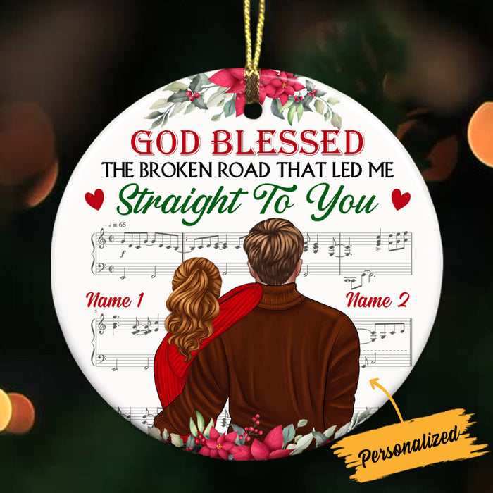 Personalized Couple Bless The Broken Road Circle Ornament NB52 26O36 1